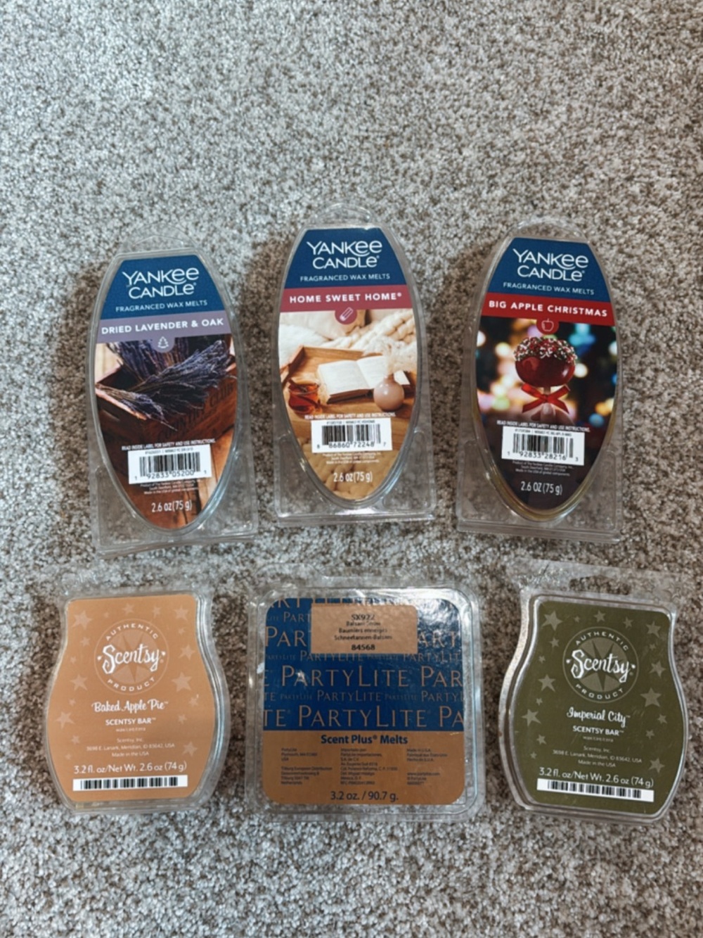 Lot of Six Wax Melts, Yankee Candle, Scentsy and Party Lite, All New!